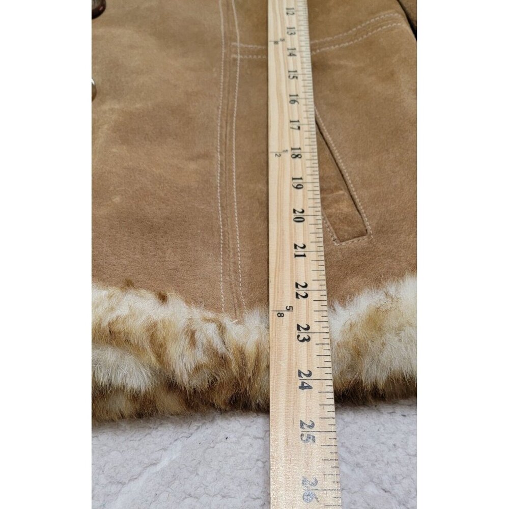 Vintage Guess Women's Genuine Leather Jacket Faux Fur Lined Long Sleeve Size L - Picture 11 of 14